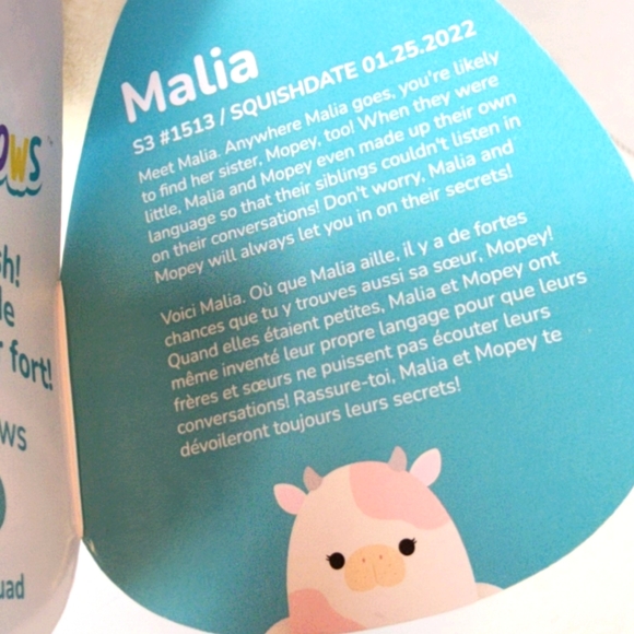 MALIA 🐄 Pink & White Seacow Clip Original Squishmallow by Kelly Toy ☆》NWT《☆ - Picture 3 of 8